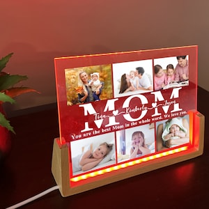 Personliga mors dag-presenter till mamma från make, dotter, son, barn, anpassad valnötslampa med fotoram, bästa pappapresenter någonsin