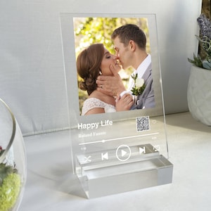 Personalized LED Music & Photo Plaque Night Light, Custom Couple Song Music Plaque Music Art Romantic Gifts, Custom Couple Picture Plaque
