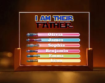 Ich bin ihr Vater, personalisierte Vatertagsgeschenke für Papa von Kindern, maßgeschneiderte Walnusslampe mit Bild, von Frau, beste Geschenke für Papas aller Zeiten