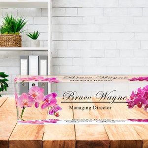 Placa con nombre para escritorio de decoración de oficina, placa con nombre para escritorio personalizada, regalo para compañeros de trabajo, vidrio transparente acrílico 3D, 108 combinaciones de diseño style 015