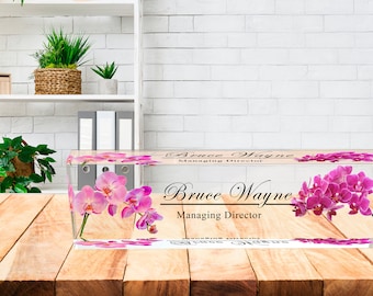 Office Decor Desk Nameplate, Personalized Desk Name Plate,Coworker Gift 3D Acrylic  Clear Glass,108 Design Combinations