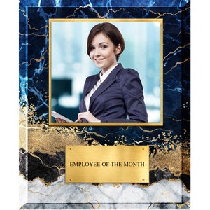 Tina&Co Custom Employee of the Month Plaque  Personalized Photo Plaque Add Your Photo for Team Award for Coach or Employee Appreciation