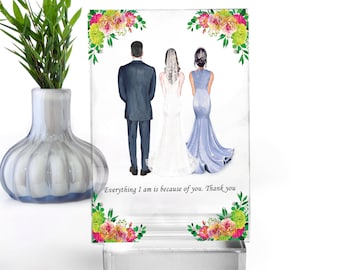 Aangepaste ouders van de bruid cadeau, gepersonaliseerd cadeau voor de ouders van de bruid, moeder en vader van de bruid portret, aangepaste huwelijkscadeau.