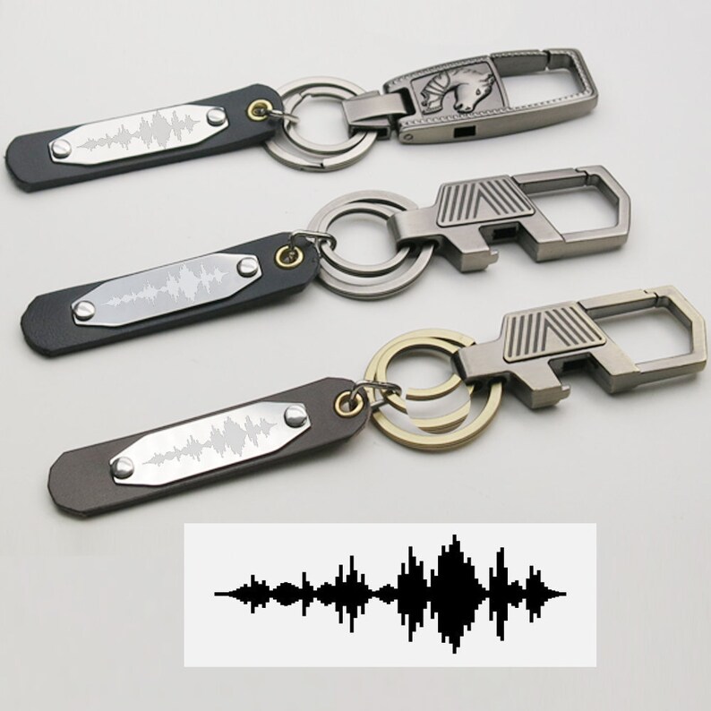 Personalized Sound Wave Keychain Soundwave Keychain Leather Etsy