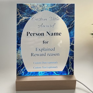 Personalized Trophy Award, Customizable Award Plaque, Custom Award Plaque ，6 types of marble backgrounds, 5 shapes, add text