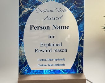 Personalized Trophy Award, Customizable Award Plaque, Custom Award Plaque ，6 types of marble backgrounds, 5 shapes, add text