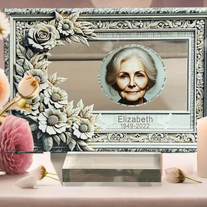 Personalisierte Beileidsgeschenke für Verlust Mutter ，In liebevoller Erinnerung an geliebte Licht Bilderrahmen Foto & Text Gedenktafel Nachtlampe