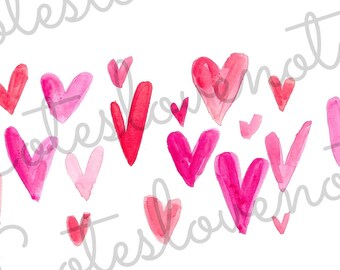 Valentines Day PNG. Watercolor Hearts Clipart. Pink, Red, Rose Hearts ...