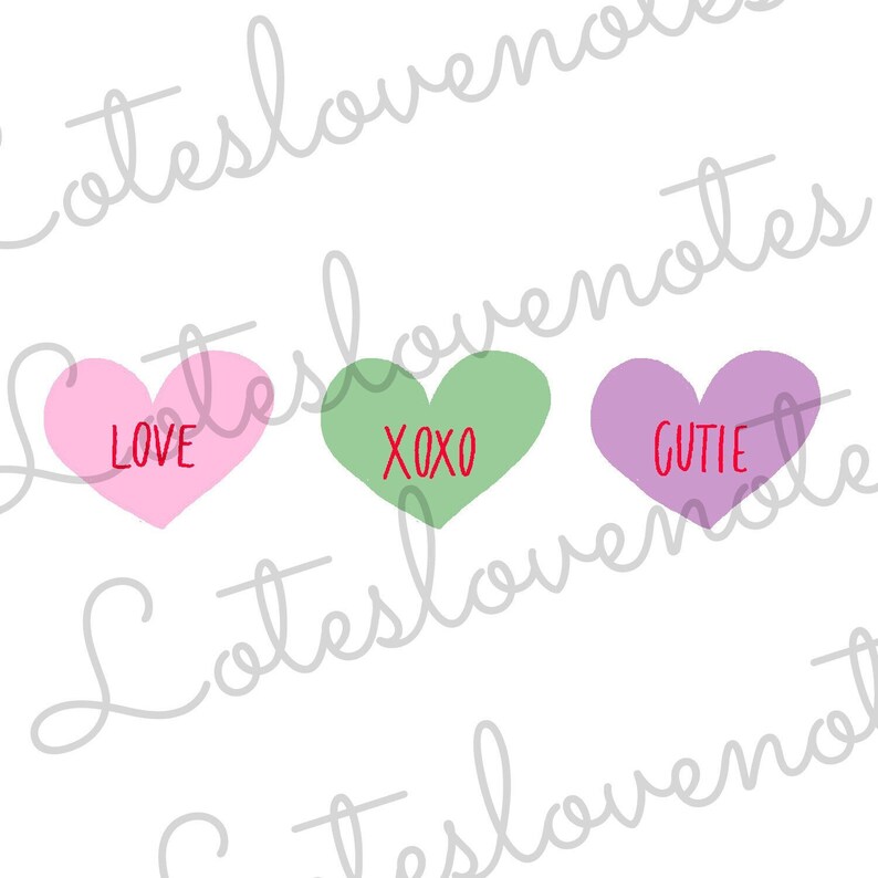 Conversation Hearts Clip Art - Etsy