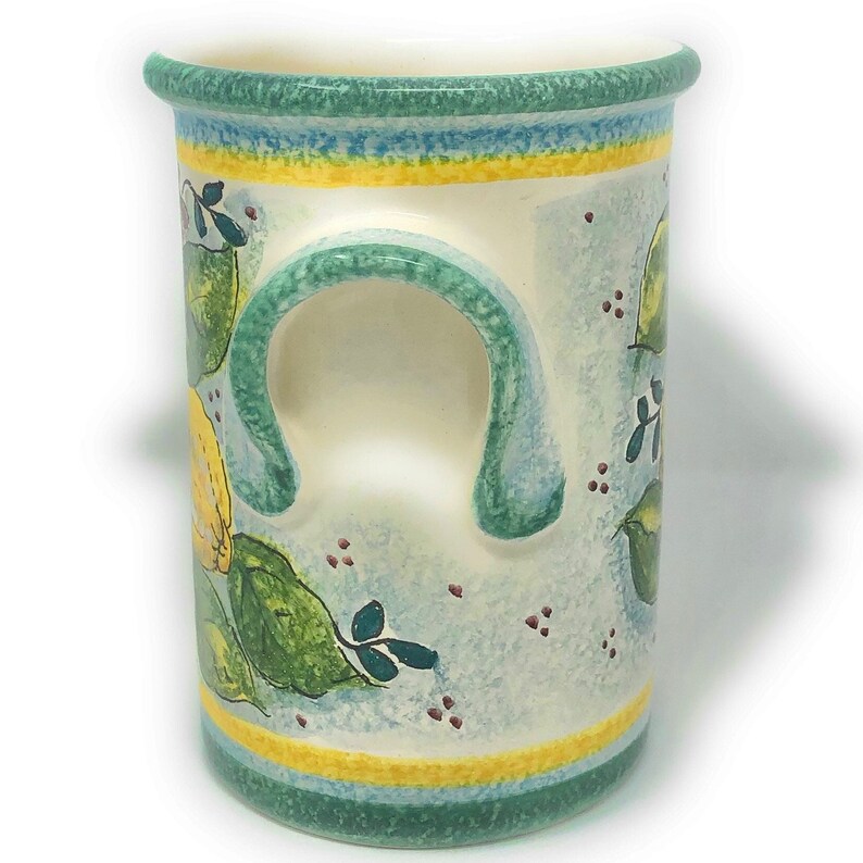 Italian Ceramic Utensil Holder Wine Bottle Hand Painted Made Etsy