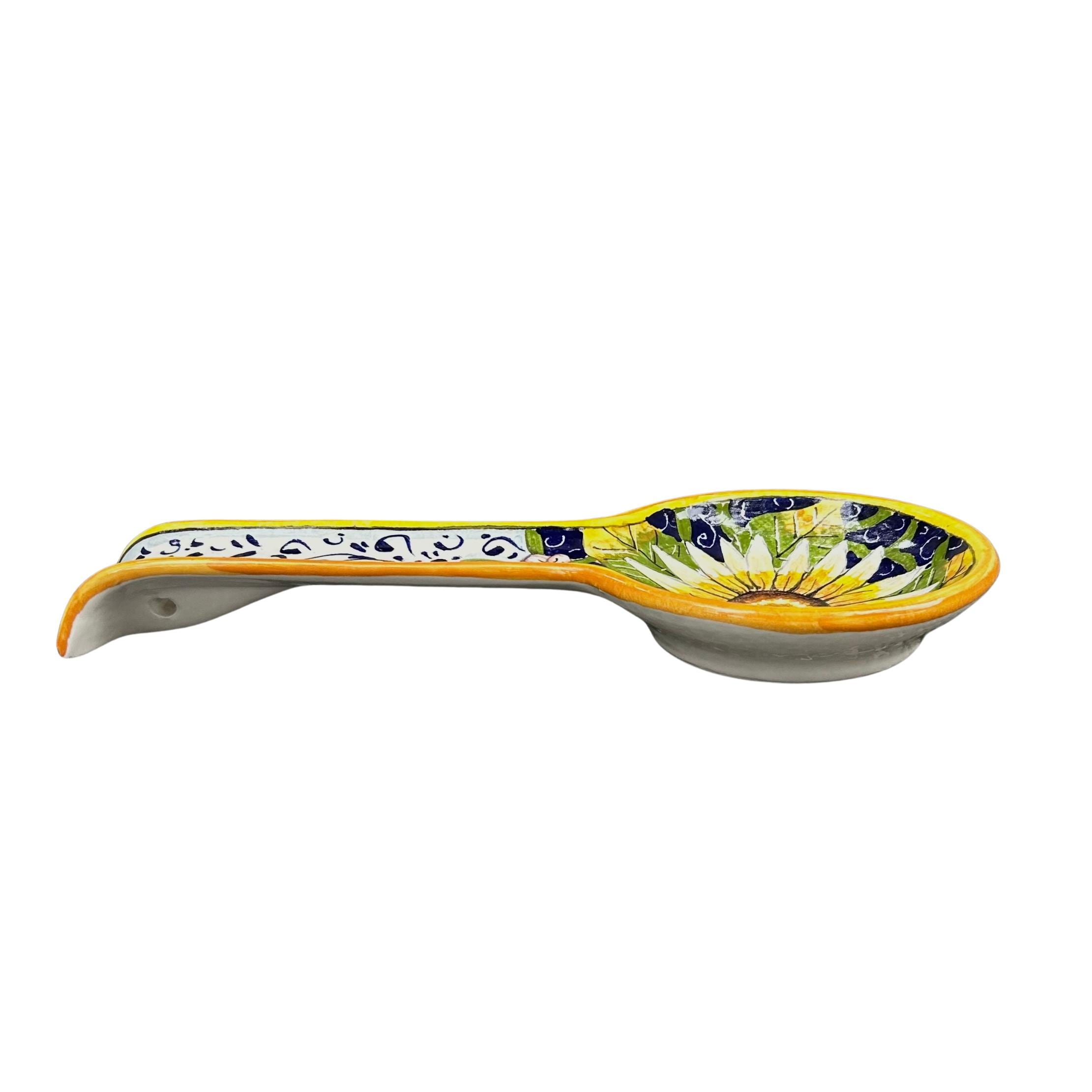 Italian Ceramic Art Spoon Rest Pottery Holder Hand Painted Decorated ...