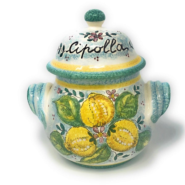 Porte-pot à oignons en céramique italienne peint à la main, poterie d'art toscane fabriquée en ITALIE