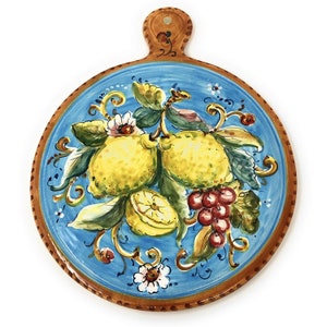 Italian Ceramic Art Utensil Kitchenware Tile Trivet Pottery Collection Lemons Amalfi Hand Painted Made in ITALY Tuscan