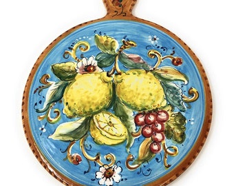 Italian Ceramic Art Utensil Kitchenware Tile Trivet Pottery Collection Lemons Amalfi Hand Painted Made in ITALY Tuscan