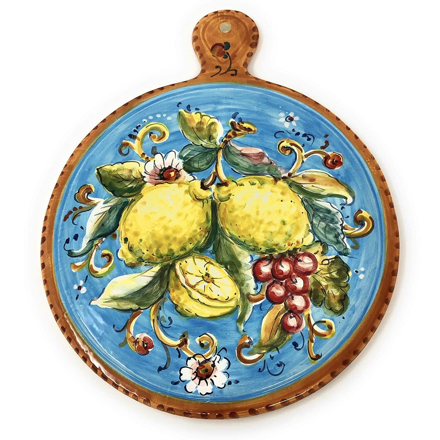 ustensile d'art en céramique italienne ustensiles de cuisine carrelage dessous plat collection poterie citrons amalfi peint à la main fabriqué