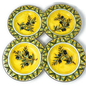 Italian Ceramic Serving Dinnerware Set Plates Dishes Deep Kitchen Pattern Olives Art Pottery Made in ITALY Tuscany