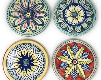 ヴィンテージ ハンドメイド 粘土タイル コースター - ドリンク 