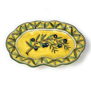 Italian Ceramic Art Pottery Serving Bowl Tray Centerpiece Hand Painted Made in ITALY Tuscan