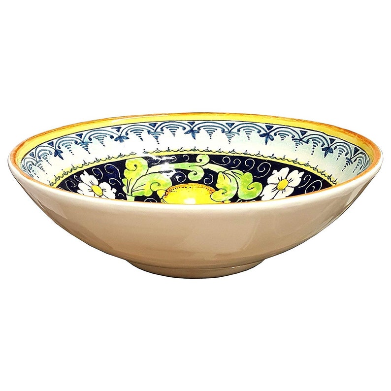 Italian Ceramic Serving Bowl Centerpieces Decorated Lemons Etsy