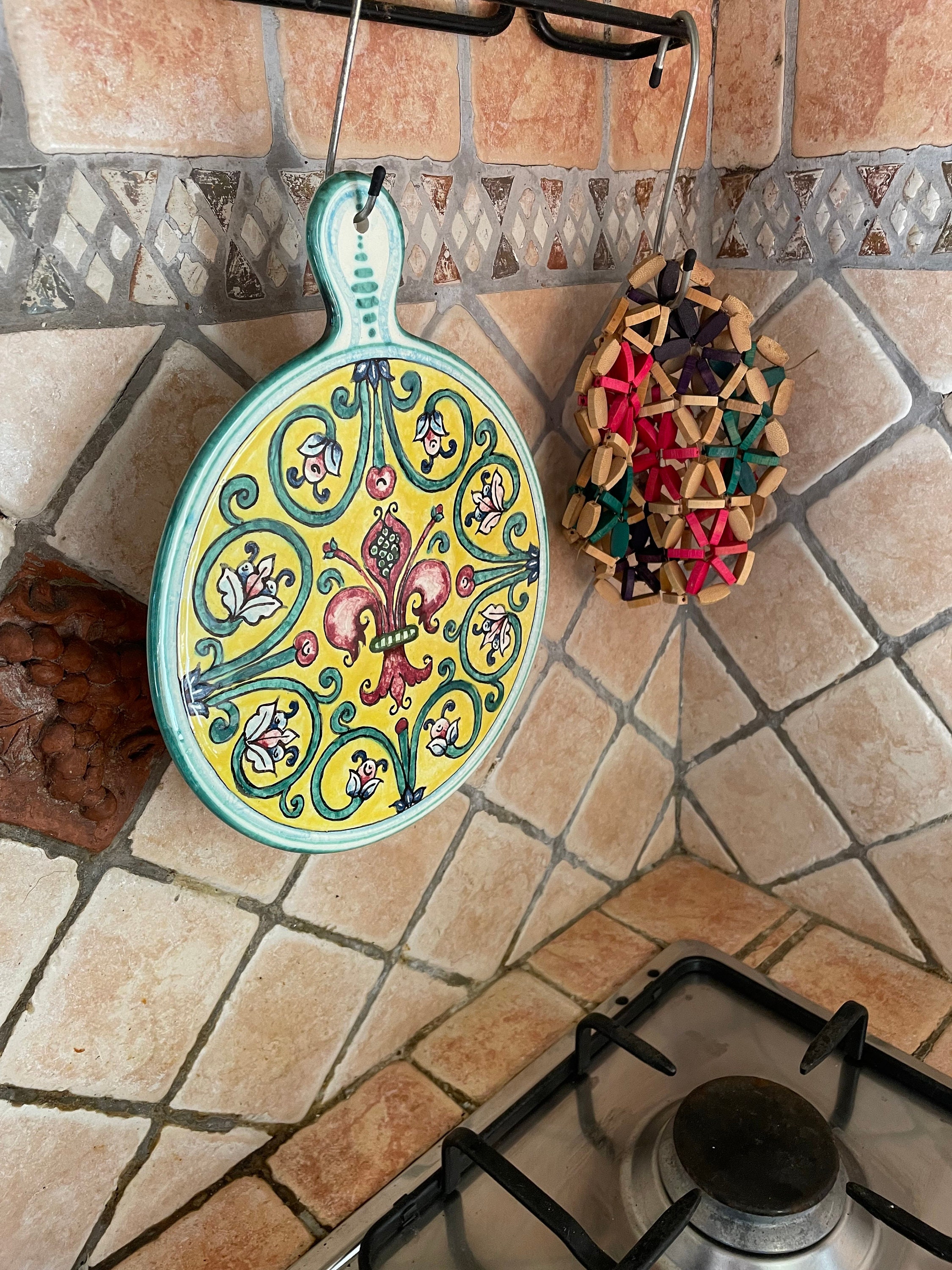 Italian Ceramic Art Trivet Pottery Collection Lily Hand Painted Made in ...