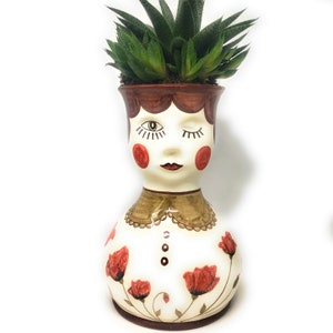 Italian Ceramic Art Pottery Flower Vase Head Hand Painted Made in ITALY Tuscan Florence