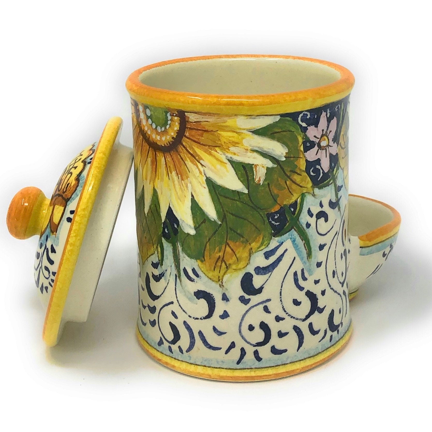 European Style Ceramic Jar With Iron Shelves Classic Flower Salt Shaker Creative Kitchen Cans 89151