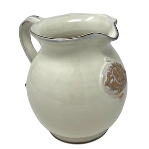 Italian Ceramic Pottery Art Pottery Jar Pitcher Vino Vine - water gal 0,264 Hand Painted Pattern White Rustic Shabby Made in ITALY Tuscan