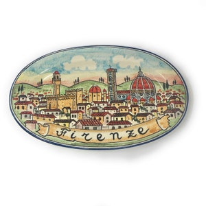 Italian Ceramic Pottery Art Pottery Small Oval Tray Plate Tile Pattern Florence Firenze Hand Painted Made in ITALY Tuscany