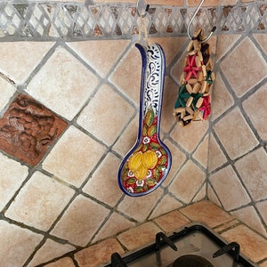 Italian Ceramic Spoon Rest Holder Decorated Lemons Pottery Art Hand ...