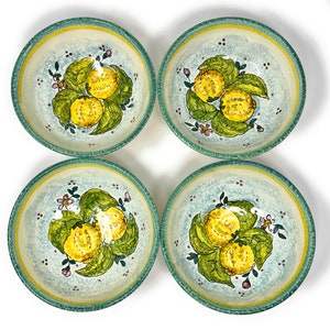 Italian Pottery Set Small Bowls Breakfast or small Salad Pattern Lemons Art Pottery Made in ITALY Tuscan