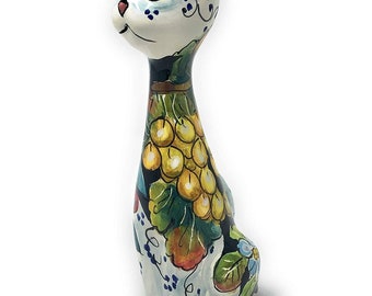 Italian Ceramic Cat Art Pottery Animals Figurine Hand Painted Made in ITALY Tuscan Florence