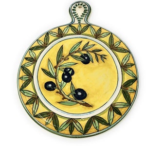 Italian Ceramic Art Utensil Kitchenware Trivet Tile Pottery Collection Olives Hand Painted Made in ITALY Tuscany Florence