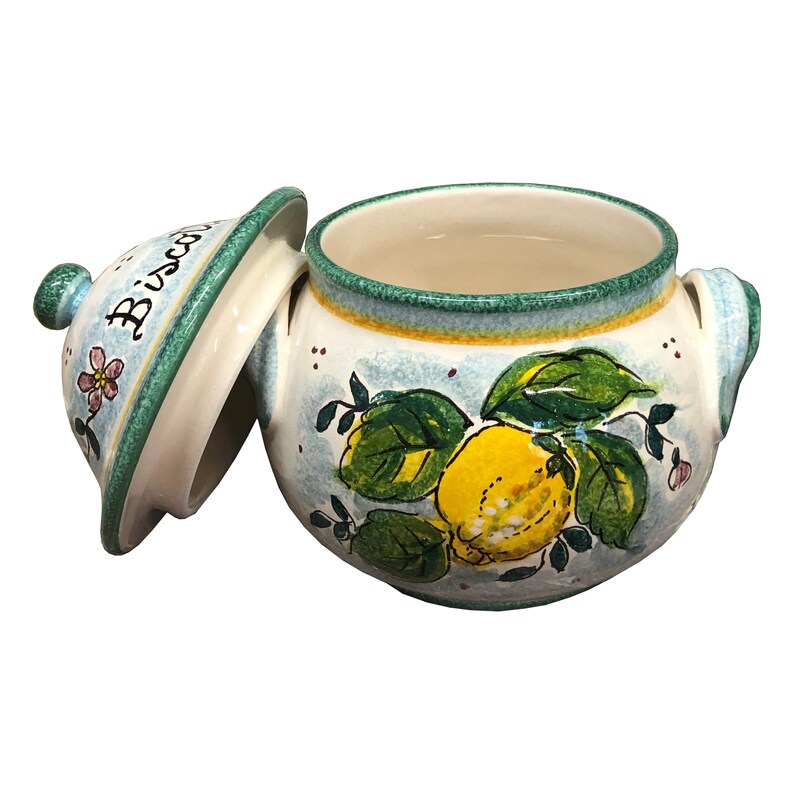 Italian Ceramic Cookies Jar Biscotti Hand Painted Made in Etsy