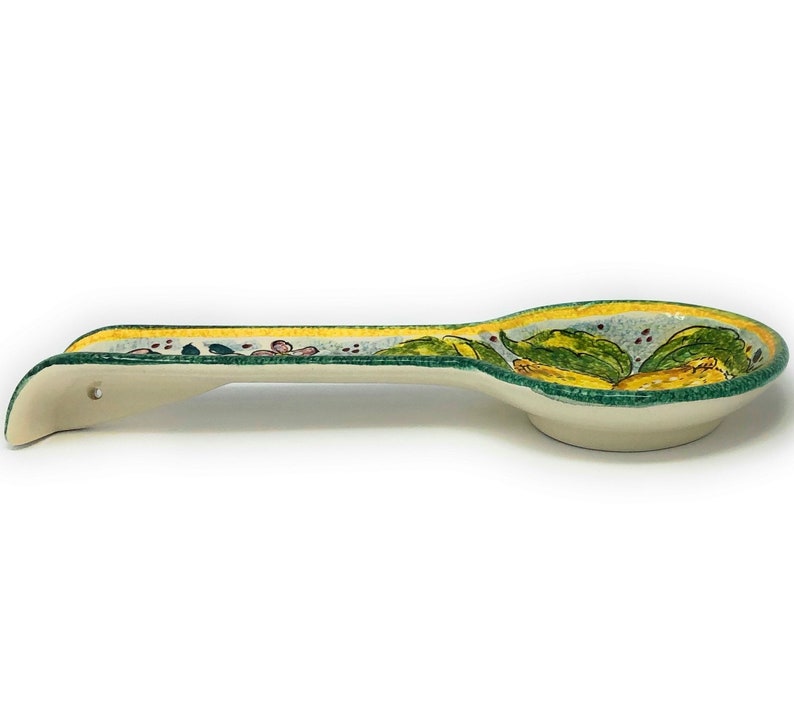 Italian Ceramic Spoon Rest Holder Decorated Lemons Pottery Art Etsy UK