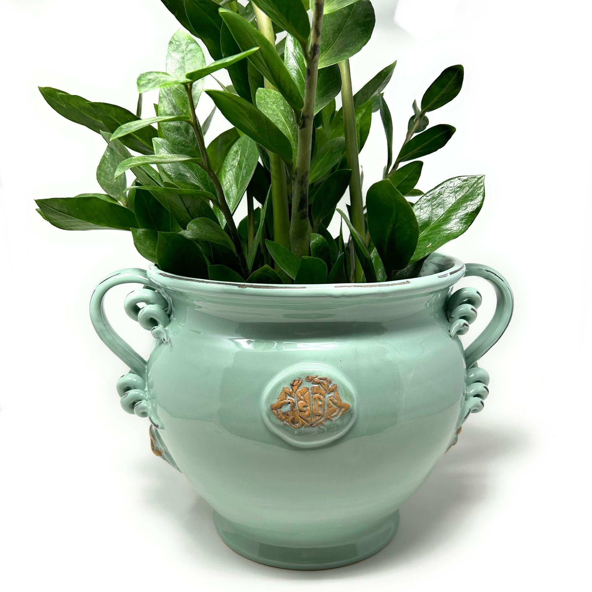 Italian Ceramic Cachepot Vase Flowerpot Planter Art Pottery
