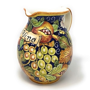 Jarra pequeña de cerámica italiana con forma de uva, galón 0,264, pintada a mano, fabricada en Italia, Toscana