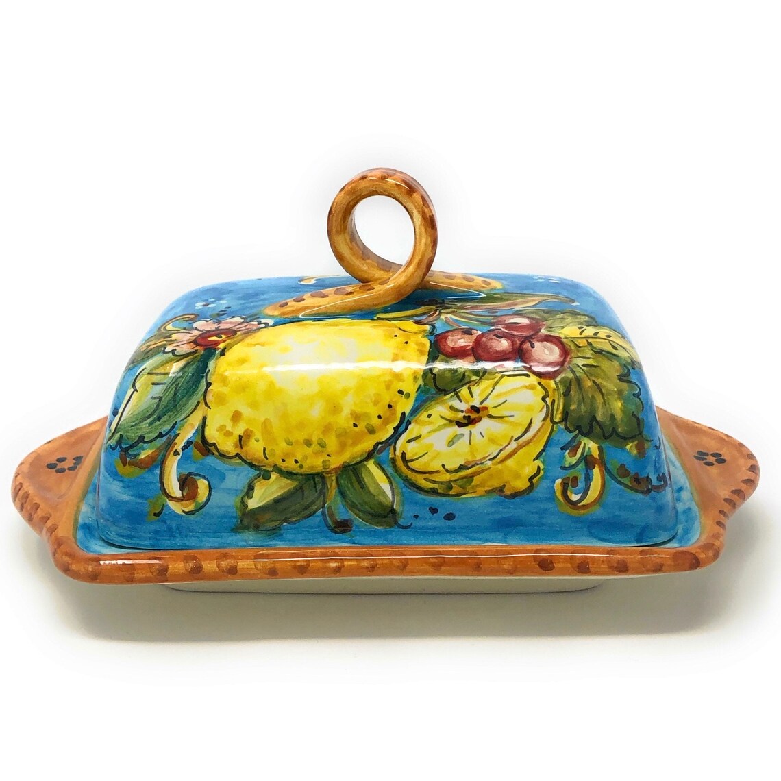 Italian Ceramic Butter Dish Hand Painted Collection Pattern Etsy