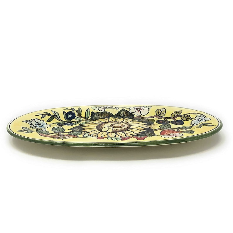 Italian Ceramic Art Pottery Small Oval Tray Plate to Hang Hand Painted ...