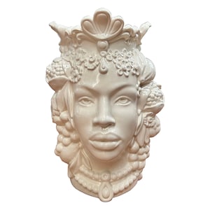 Italian Ceramic Art Head Face Female / Male Vase Big Testa di Moro ( Sicily) for Planter indoor / outdoor Pottery Hand Painted Made in ITALY