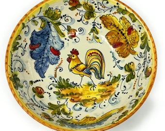 Italian Ceramic Small Bowl Round Decorated Rooster Montelupo Art Pottery Made in ITALY Tuscany