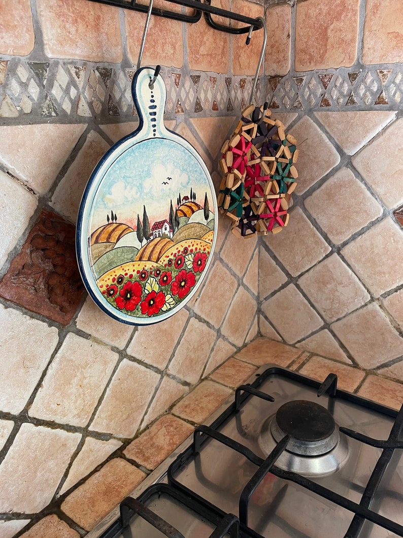 Italian Ceramic Art Tableware Tile Trivet Pottery Decorated Landscape ...