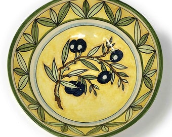 Italian Ceramic Small Bowl Decorated Olives Yellow Art Pottery Made in ITALY Tuscan Florence Store