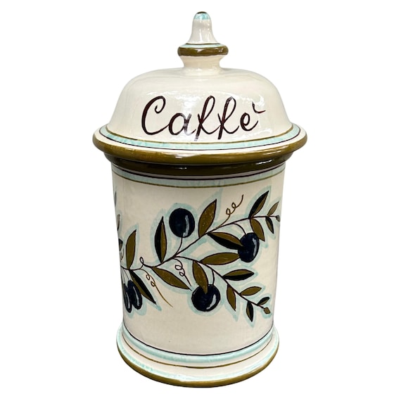 イタリア製セラミックコーヒー（カフェ）ジャーホルダーキャニスター