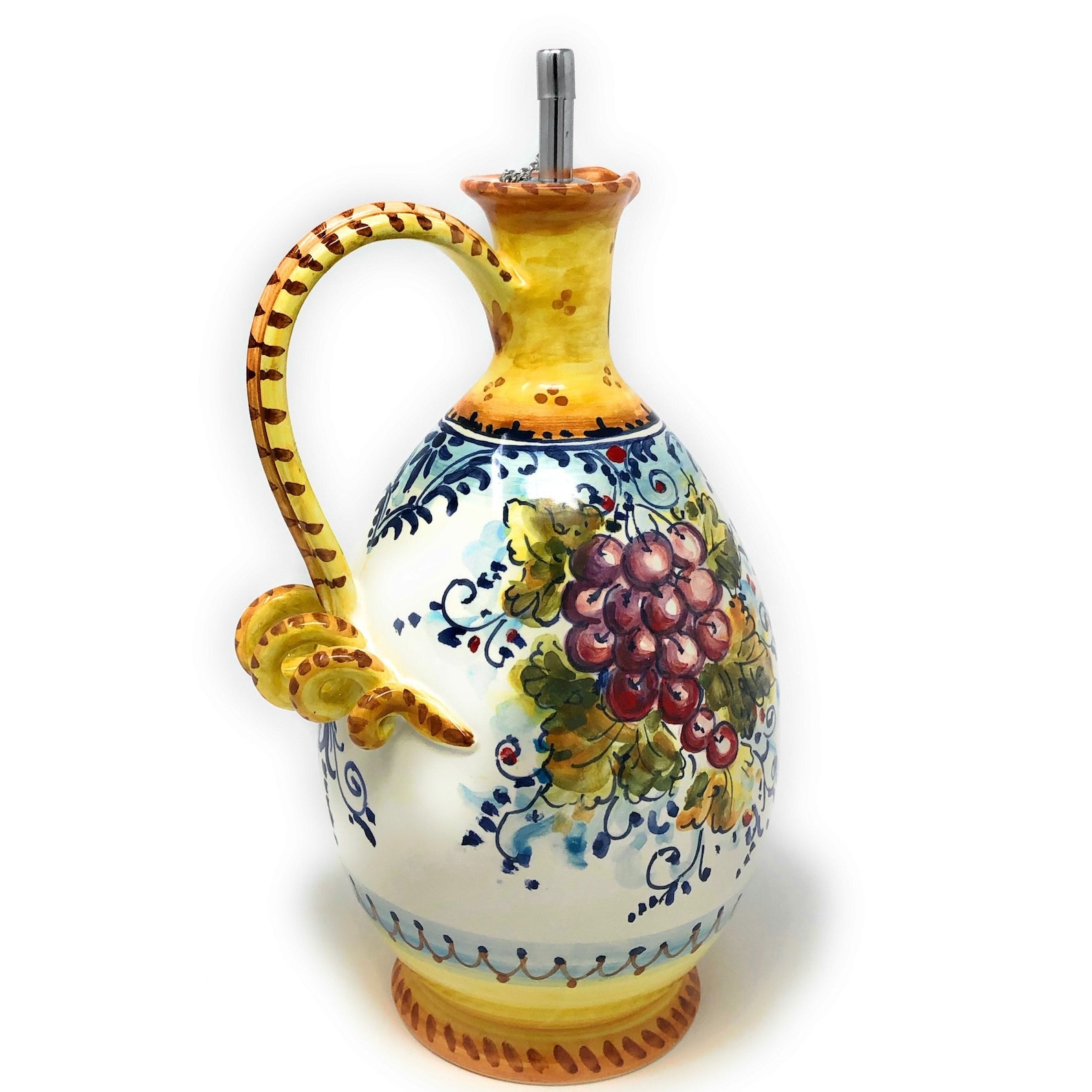Italian Ceramic Art Pottery Oil Cruet Bottle Decorated Grape Etsy