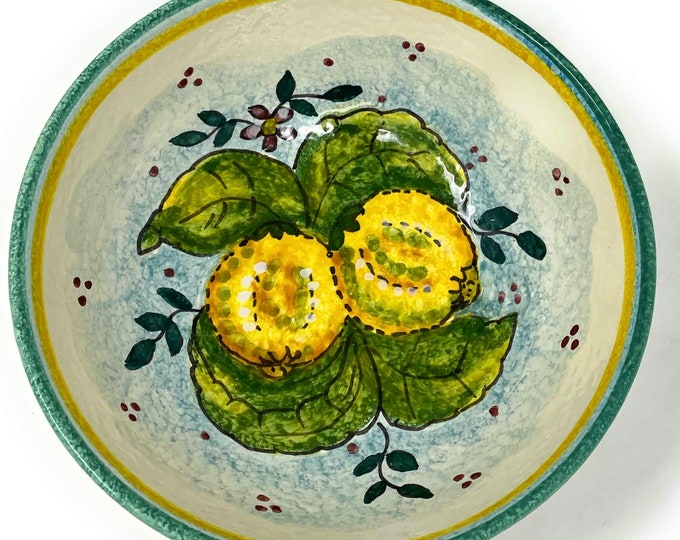 Italian Ceramic Small Bowl Round Pattern Lemons Art Pottery Made in ITALY Tuscan Florence Store