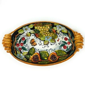 Italian Ceramic Art Pottery Serving Centerpiece Hand Painted Pattern Fruits Tuscan Made in ITALY Florence