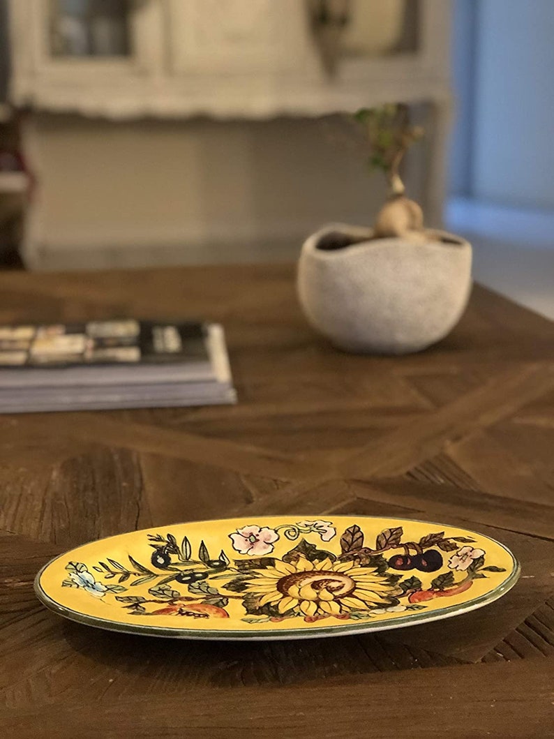 Italian Ceramic Art Pottery Small Oval Tray Plate to Hang Hand Painted ...