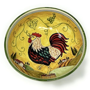 Italian Ceramic Small Bowl Pattern Rooster Tuscan Landscape Art Pottery Made in ITALY Store Florence