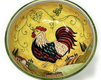 Italian Ceramic Small Bowl Pattern Rooster Tuscan Landscape Art Pottery Made in ITALY Store Florence