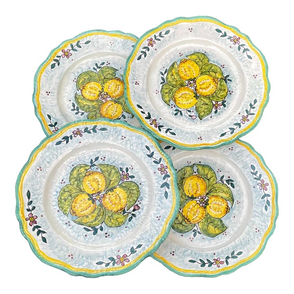 Ensemble de vaisselle en poterie d'art en céramique italienne, assiettes de service, plats de cuisine, décor peint à la main, fabriqué en ITALIE toscane